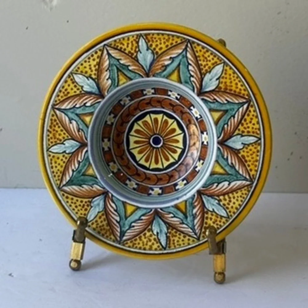 Augusta Deruta Italy Hand Painted Ceramic Small Bowl Plate 4.5